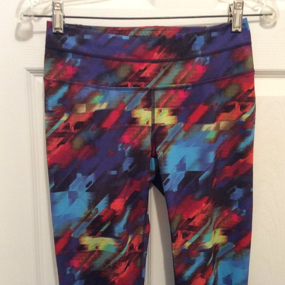 Athleta Colorburst Sonar Tight Leggings S Blue Red Orange Yellow Purple - Picture 3 of 11